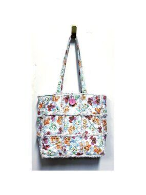 Rag Tote Bag Handmade Handbag Diaper Bag Blue Butterflies Lined New